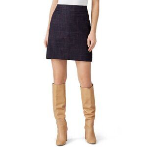 See By Chloe Ink Navy Plaid Cotton Pencil Skirt Size 40